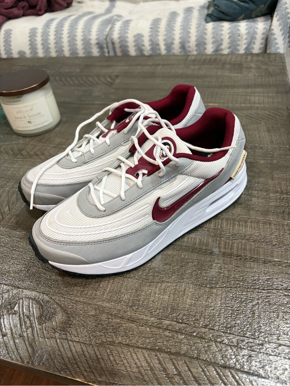 Nike Burgundy and White Low-Top Sneakers